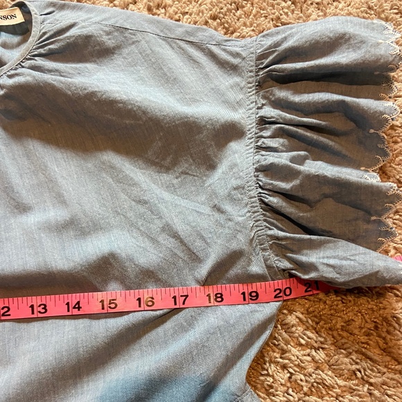 Ulla Johnson Light Blue, Cotton, Flutter-Sleeve, Tired Dress - Picture 5 of 9